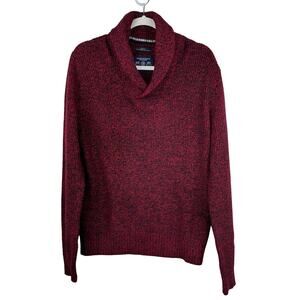 American Eagle Men's Sweater Shawl Collar Wool Blend Red Med Athletic Fit Preppy